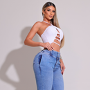 Calça Jeans Feminina Wide Leg Modeladora c/ Elastano Marselha