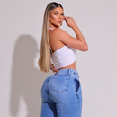 Calça Jeans Feminina Wide Leg Modeladora c/ Elastano Marselha